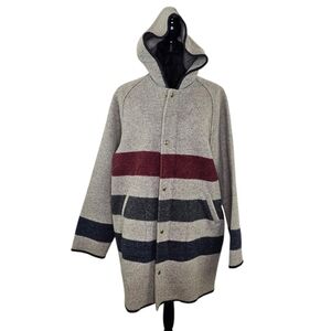 Vintage 80s Large Woolrich Blanket Navajo Aztec Wool Long Jacket Coat USA